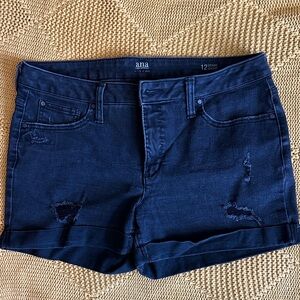 a.n.a Black Distressed Roll-Cuff Women's Denim Shorts